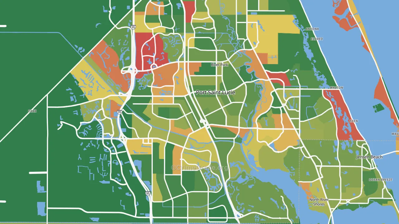 Port St. Lucie, FL Map of Robbery Rates