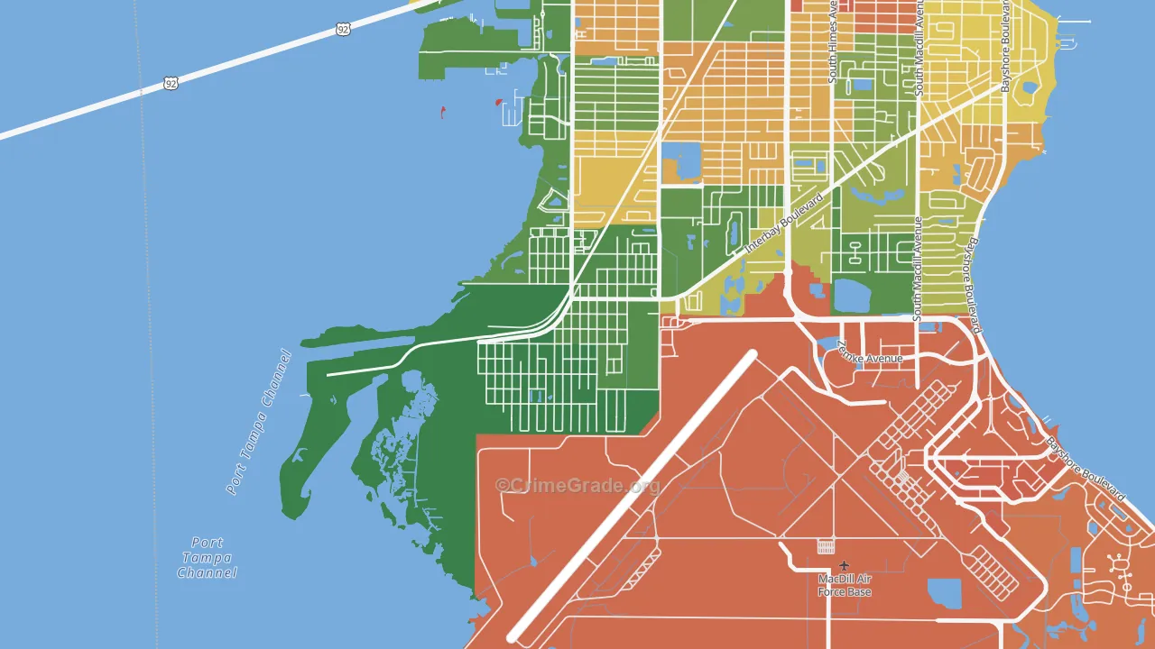 Port Tampa City, Tampa, FL Map of Robbery Rates