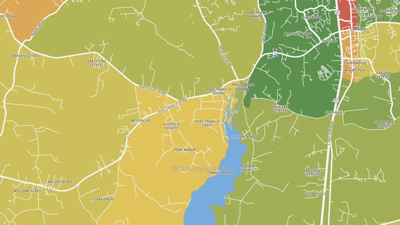Port Tobacco, MD Map of Robbery Rates