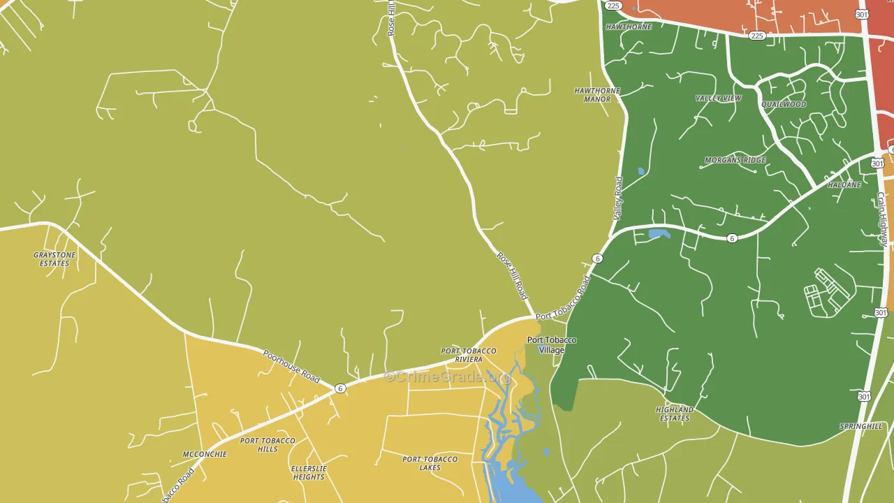 Port Tobacco Riviera, MD Map of Robbery Rates