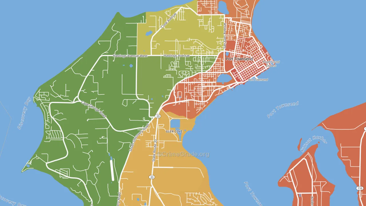Port Townsend, WA Map of Robbery Rates