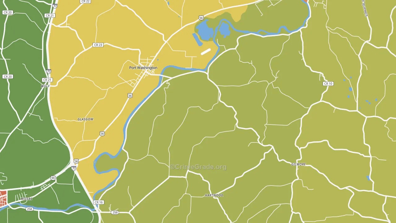 Port Washington, OH Map of Robbery Rates