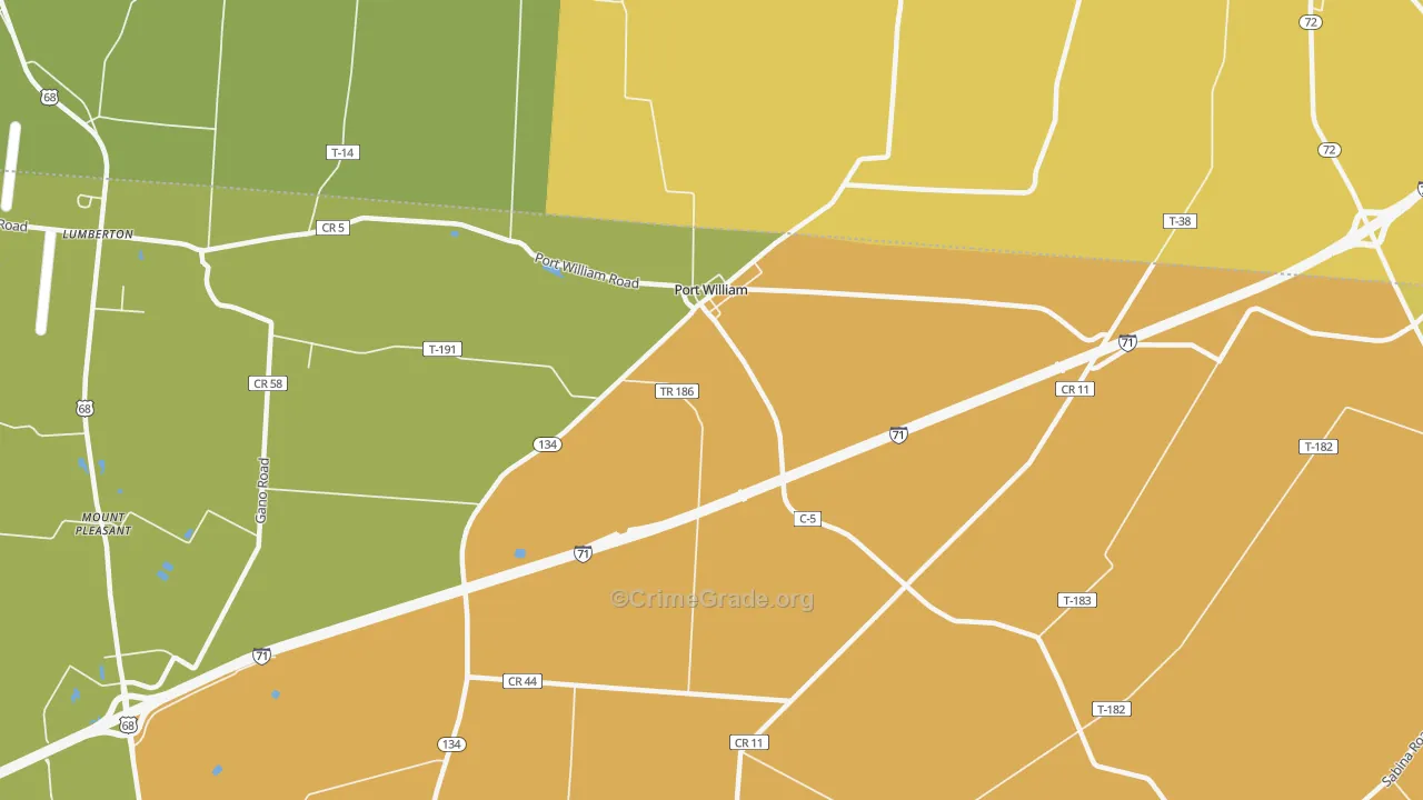 Port William, OH Map of Robbery Rates