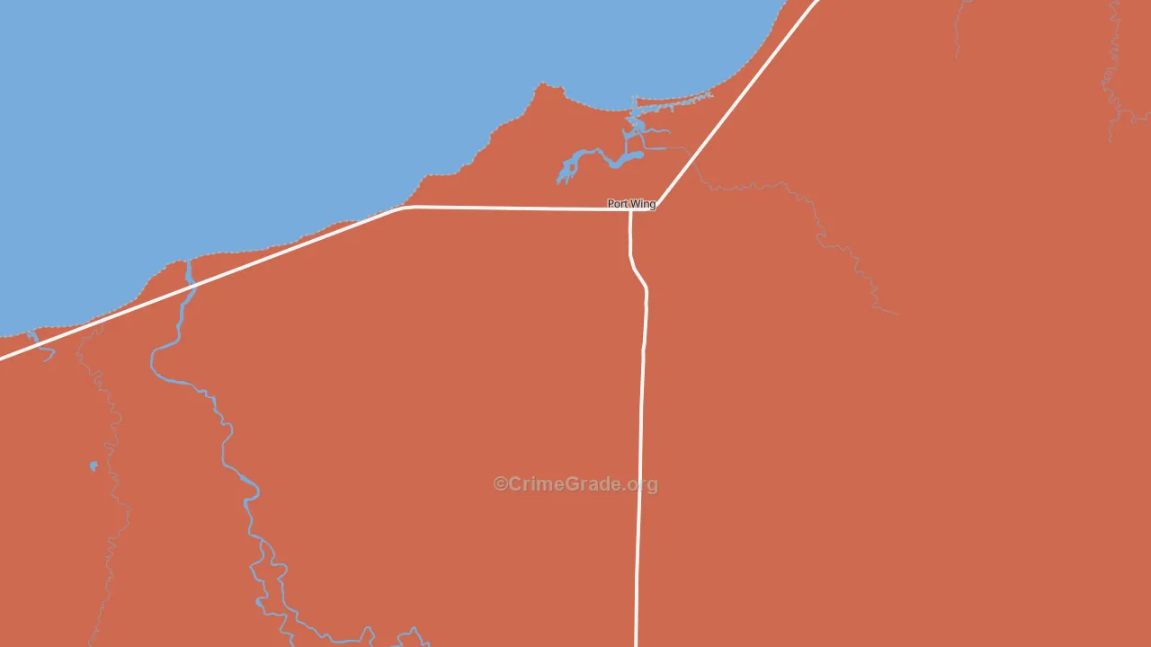 Port Wing, WI Map of Robbery Rates