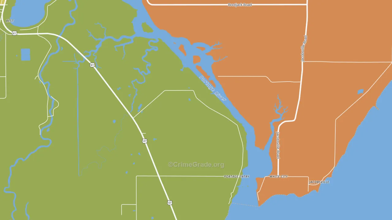 Portage Entry, MI Map of Robbery Rates