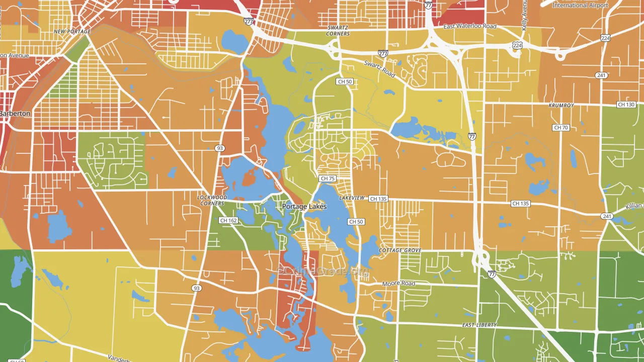 Portage Lakes, OH Map of Robbery Rates