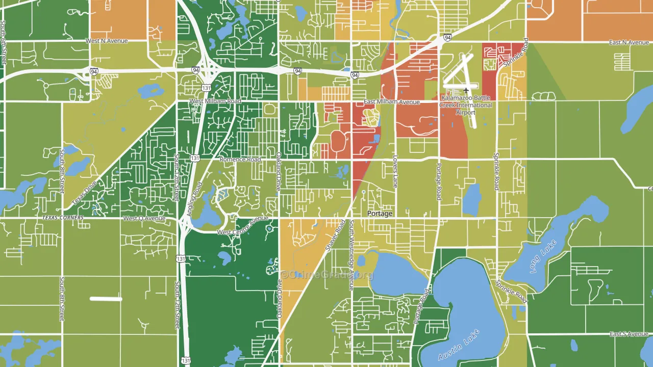 Portage, MI Map of Robbery Rates