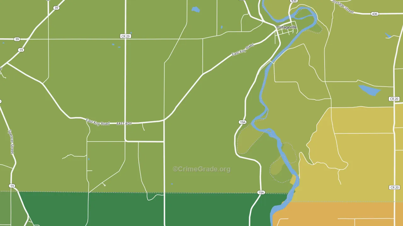 Portageville, NY Map of Robbery Rates