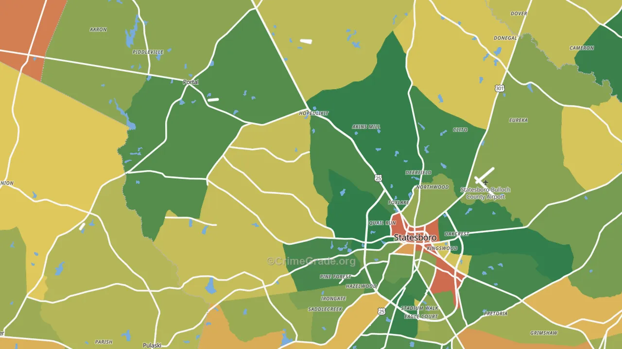 Portal, GA Map of Robbery Rates
