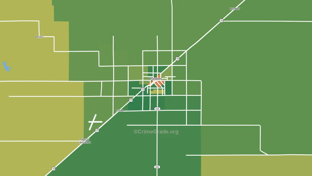 Portales, NM Map of Robbery Rates
