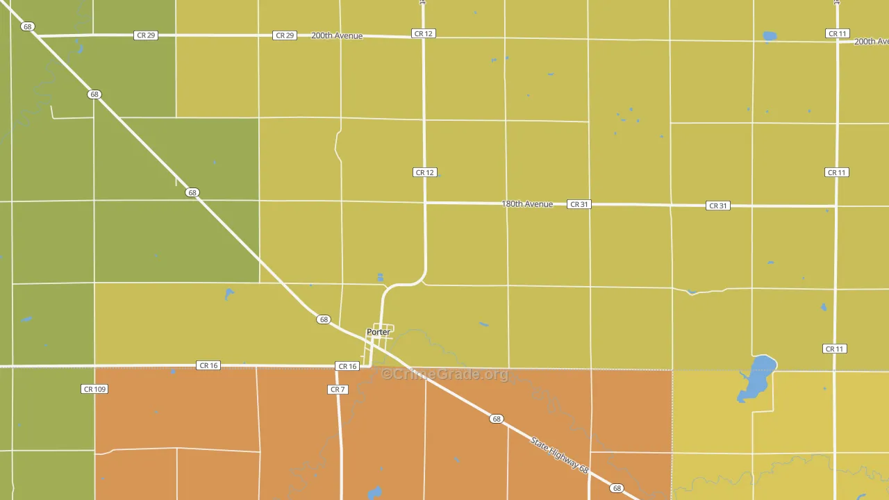 Porter, MN Map of Robbery Rates