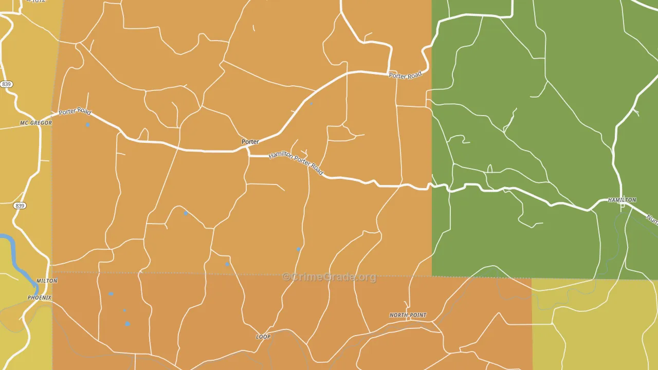 Porter, PA Map of Robbery Rates