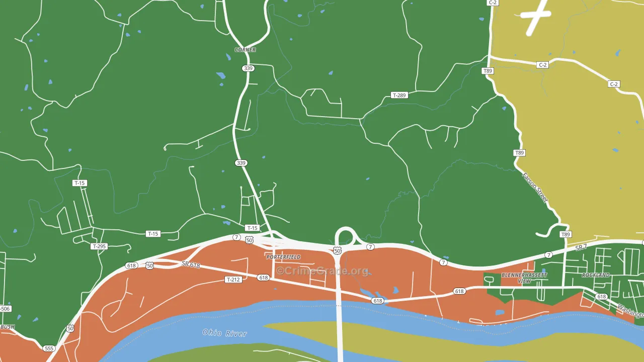Porterfield, OH Map of Robbery Rates