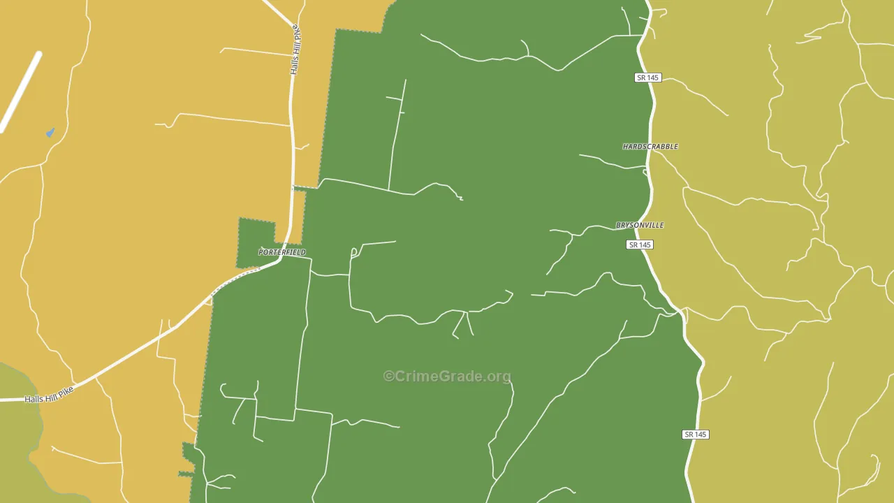 Porterfield, TN Map of Robbery Rates