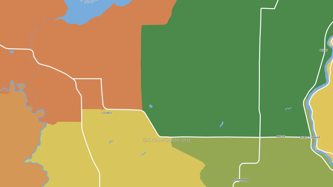 Porterfield, WI Map of Robbery Rates