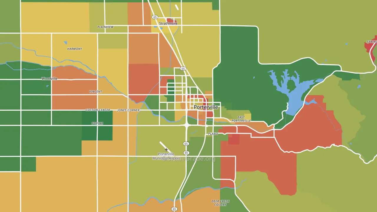 Porterville, CA Map of Robbery Rates