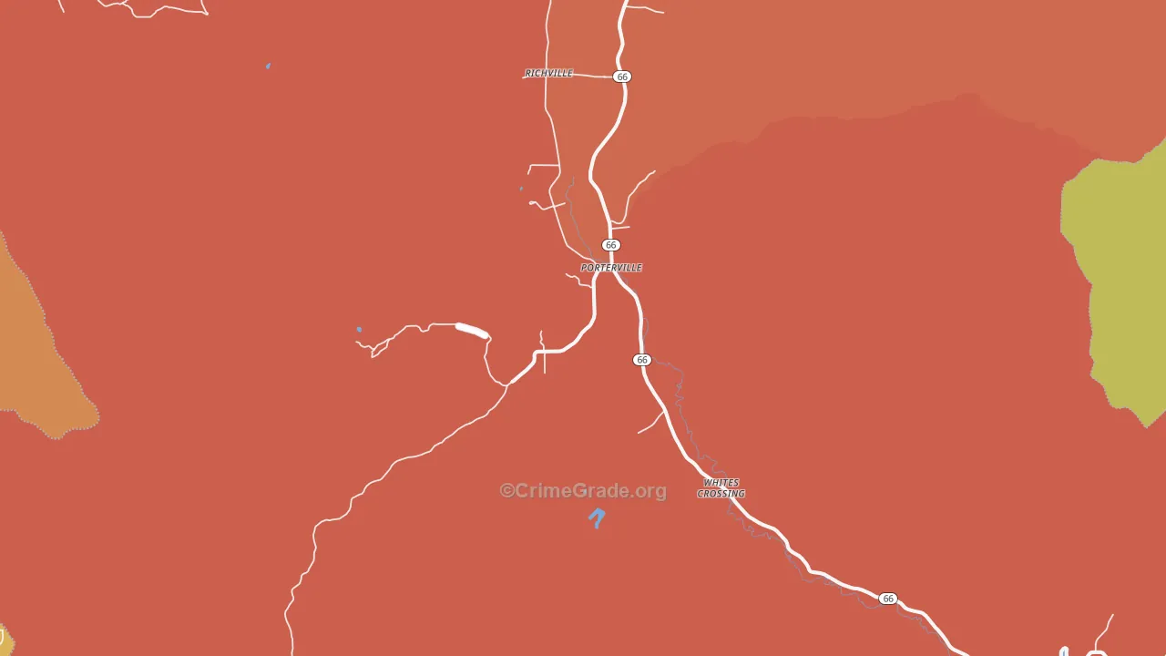 Porterville, UT Map of Robbery Rates