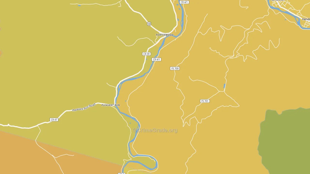 Porterwood, WV Map of Robbery Rates