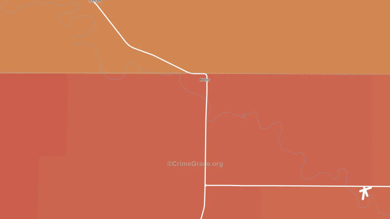 Portis, KS Map of Robbery Rates