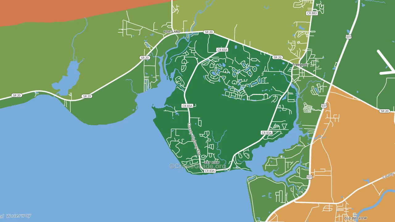 Portland, FL Map of Robbery Rates