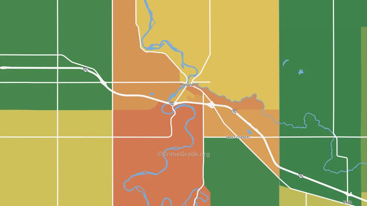 Portland, MI Map of Robbery Rates