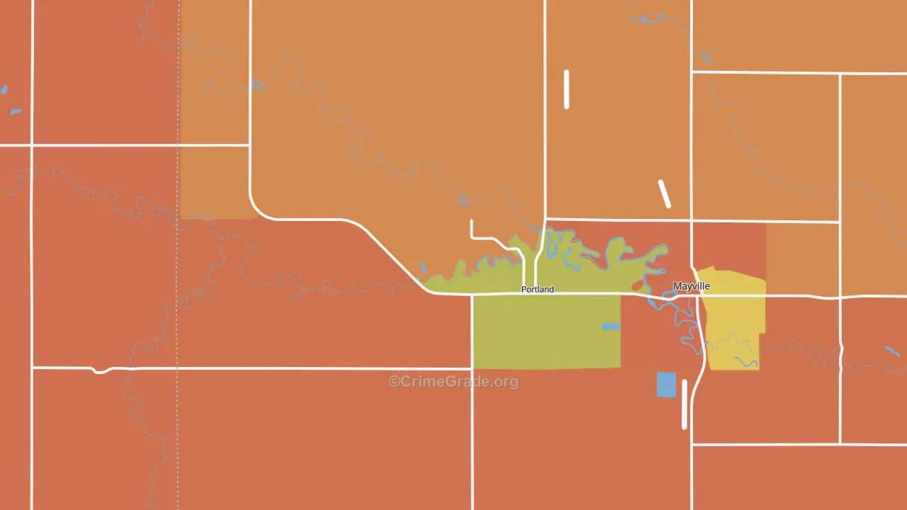 Portland, ND Map of Robbery Rates