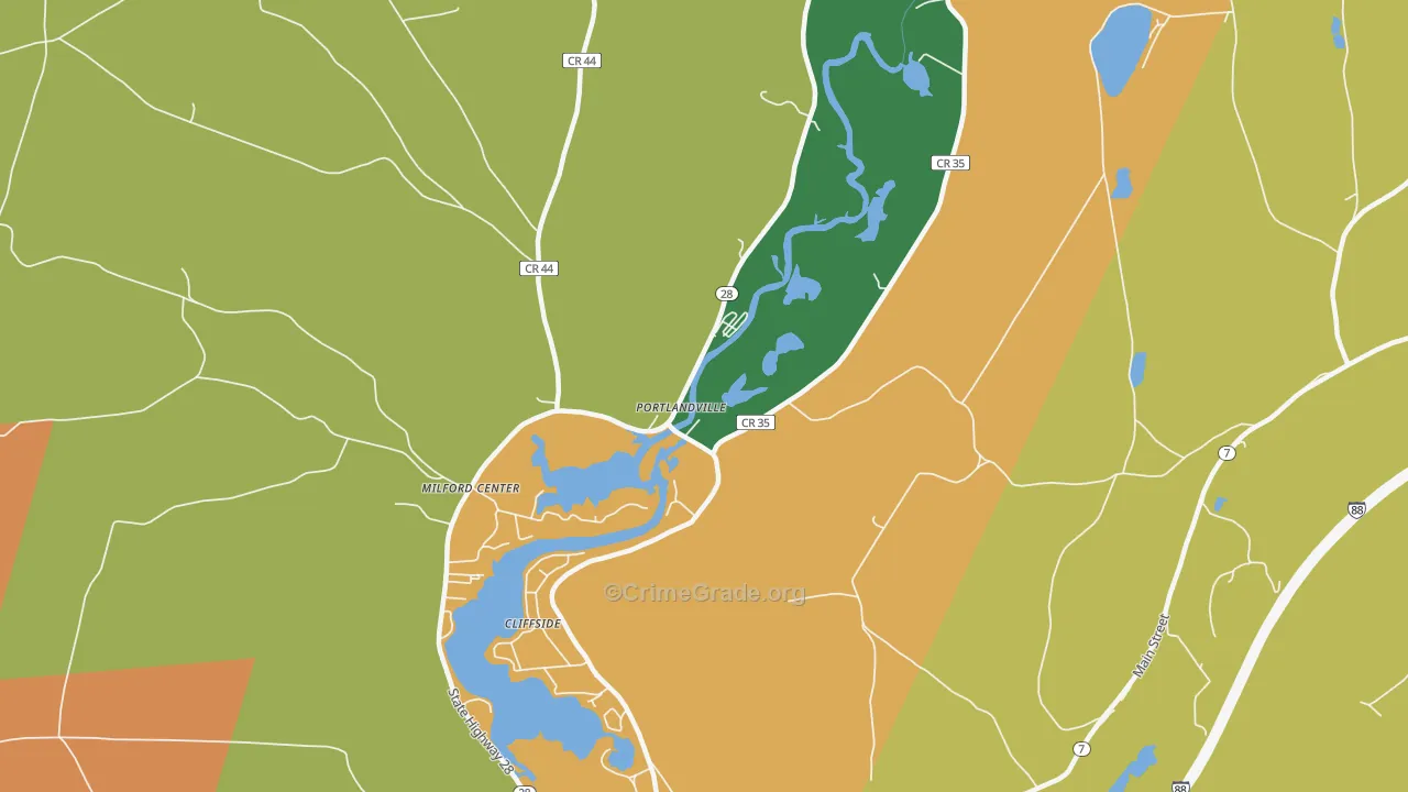 Portlandville, NY Map of Robbery Rates