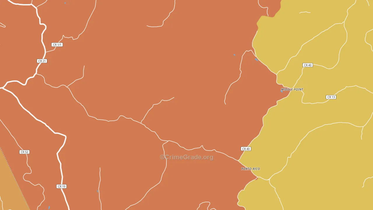 Porto Rico, WV Map of Robbery Rates