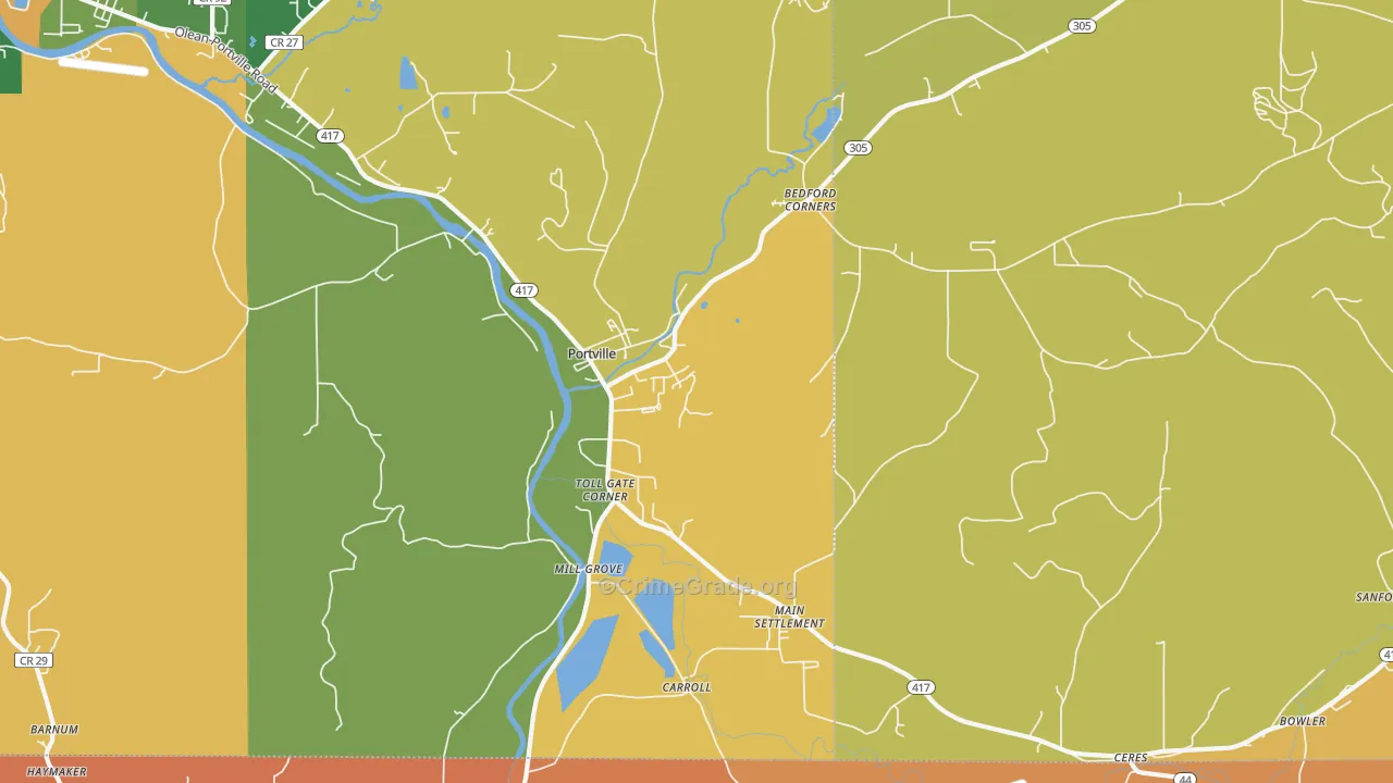 Portville, NY Map of Robbery Rates