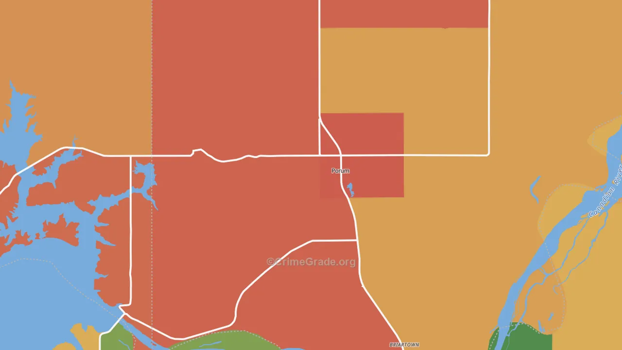 Porum, OK Map of Robbery Rates