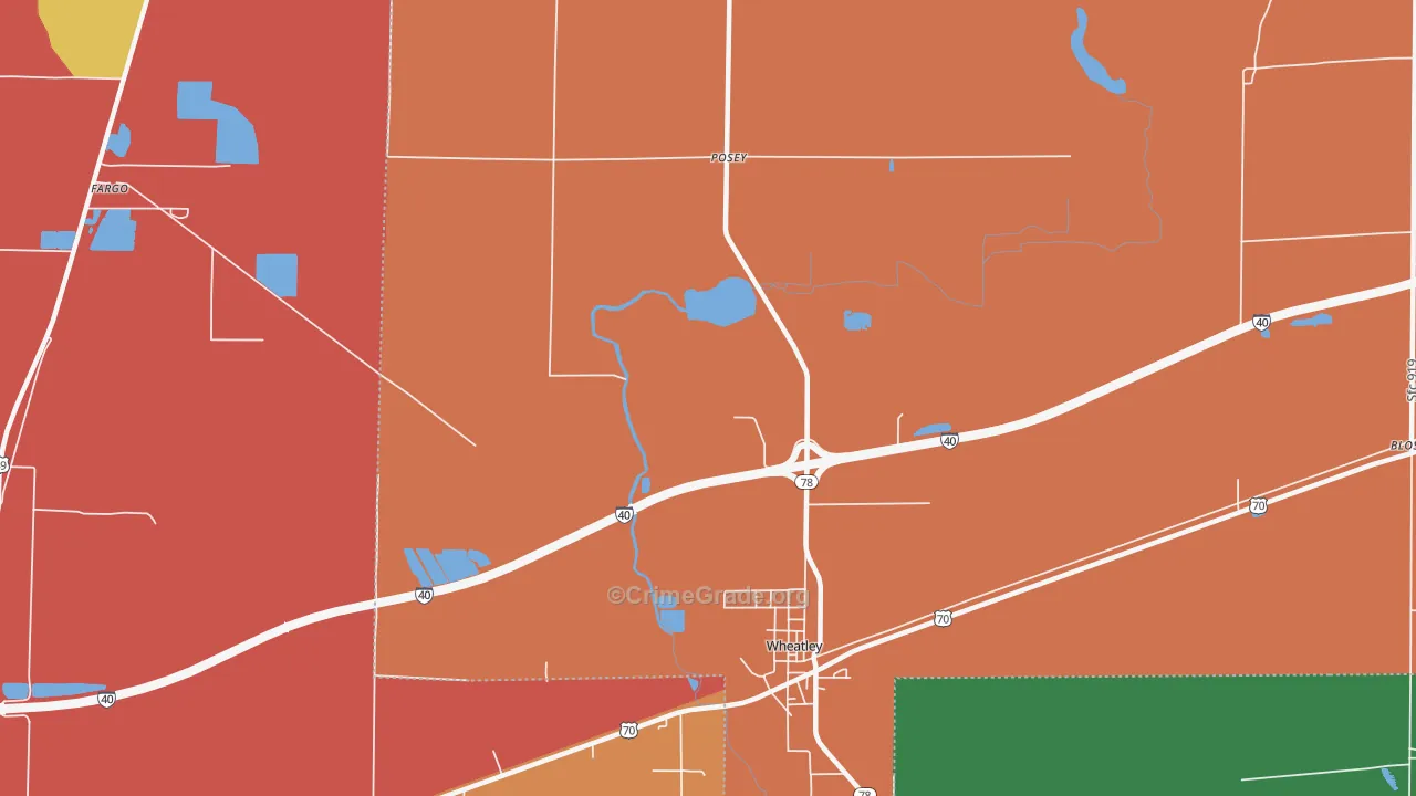 Posey, AR Map of Robbery Rates