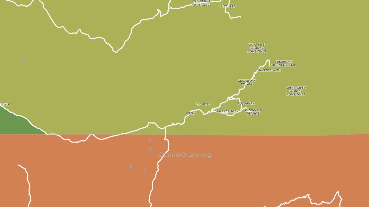 Posey, CA Map of Robbery Rates