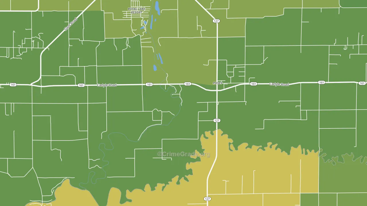 Posey, IL Map of Robbery Rates