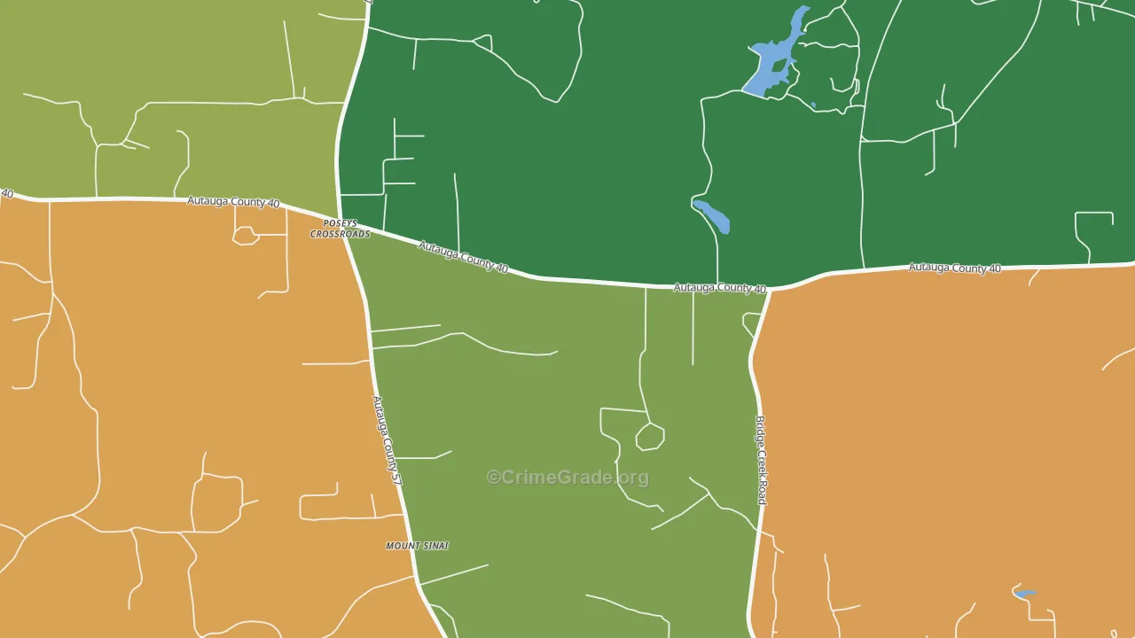 Poseys Crossroads, AL Map of Robbery Rates