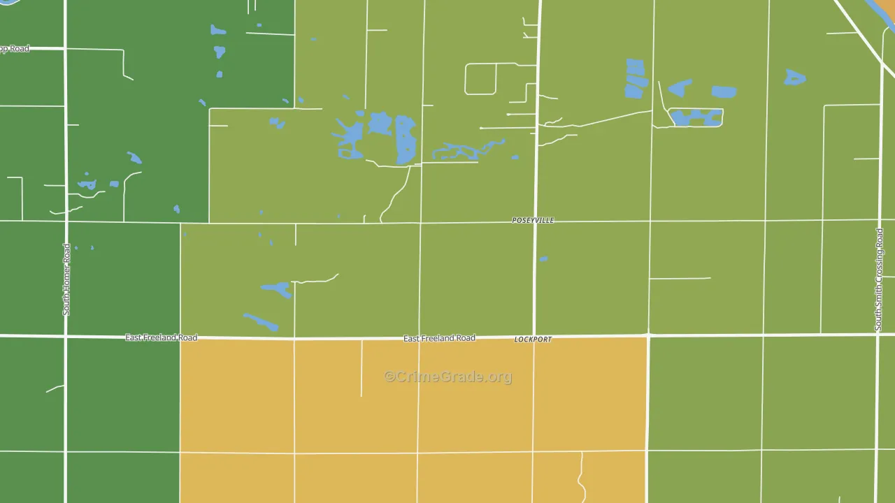 Poseyville, MI Map of Robbery Rates