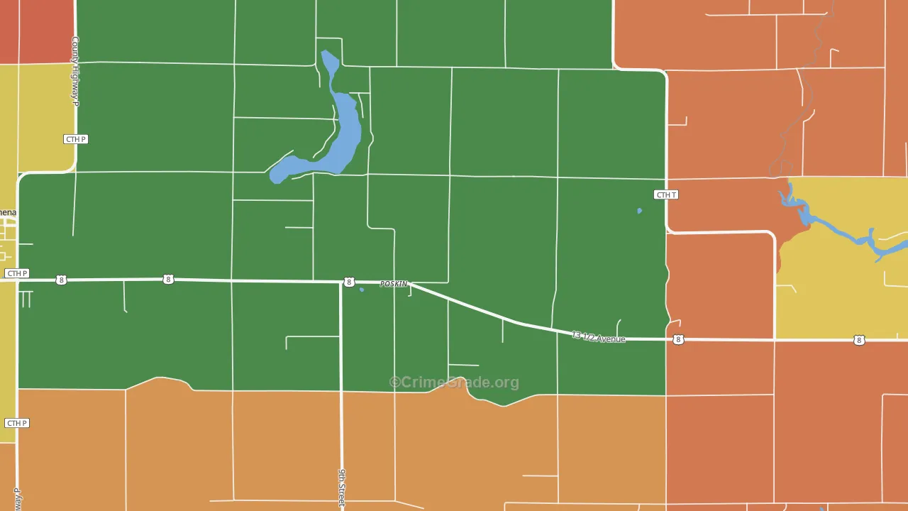 Poskin, WI Map of Robbery Rates