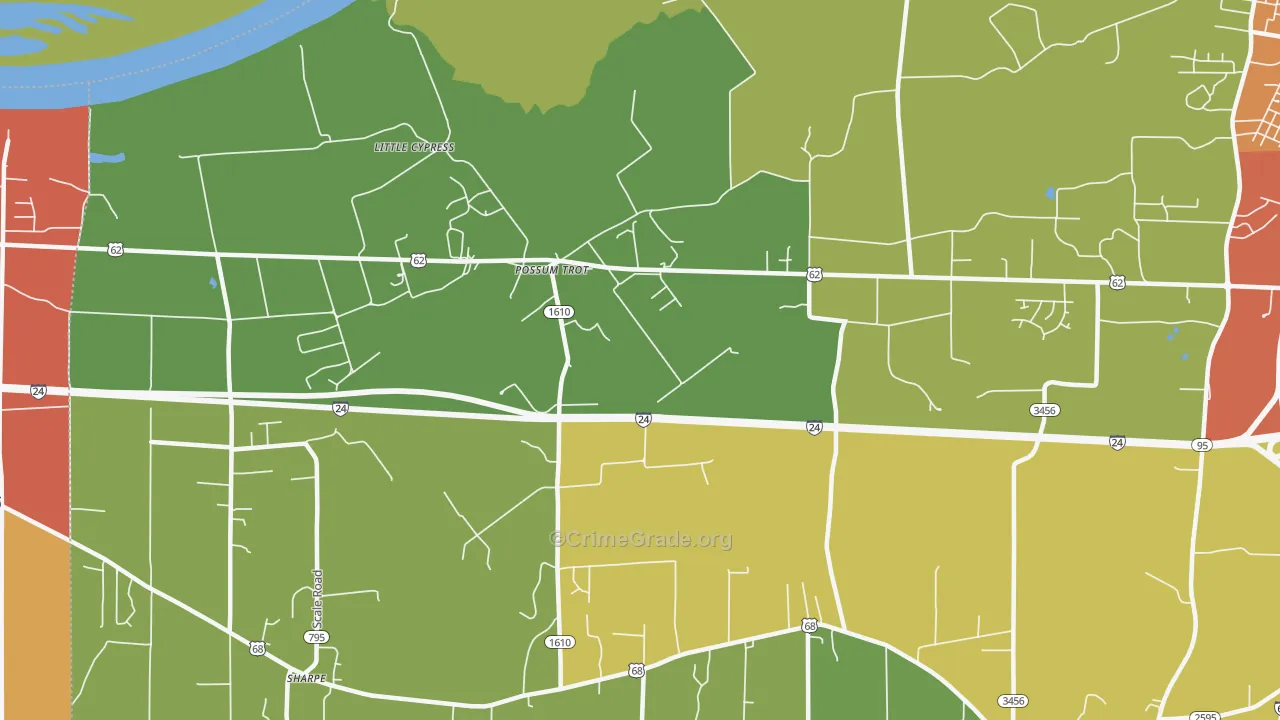 Possum Trot, KY Map of Robbery Rates
