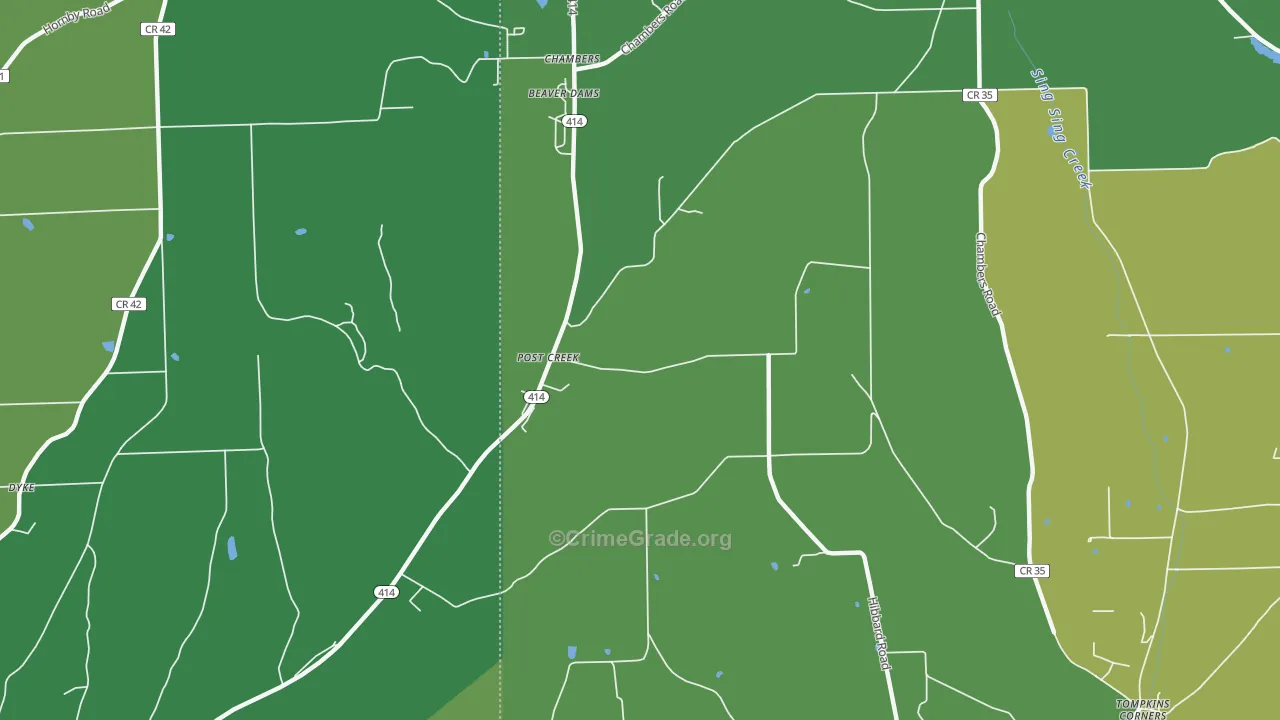 Post Creek, NY Map of Robbery Rates