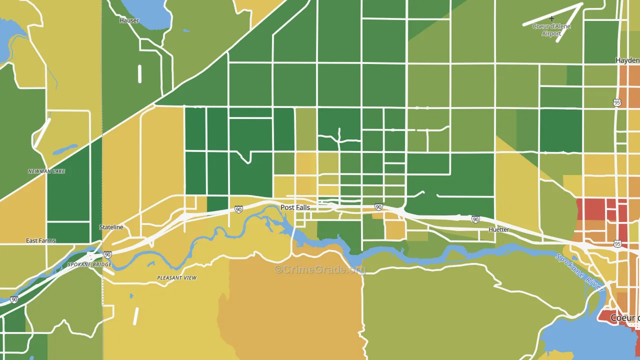 Post Falls, ID Map of Robbery Rates