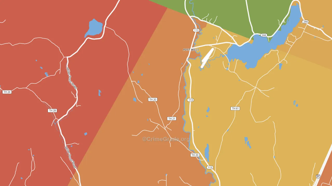 Post Mills, VT Map of Robbery Rates