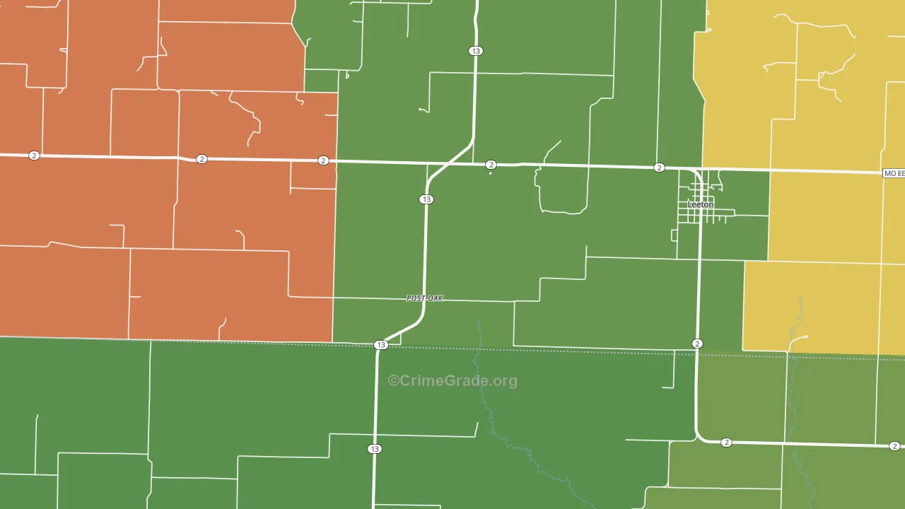 Post Oak, MO Map of Robbery Rates