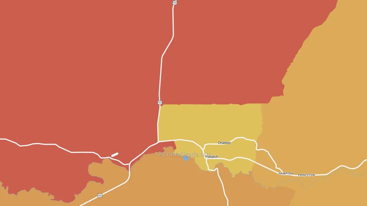 Potlatch, ID Map of Robbery Rates