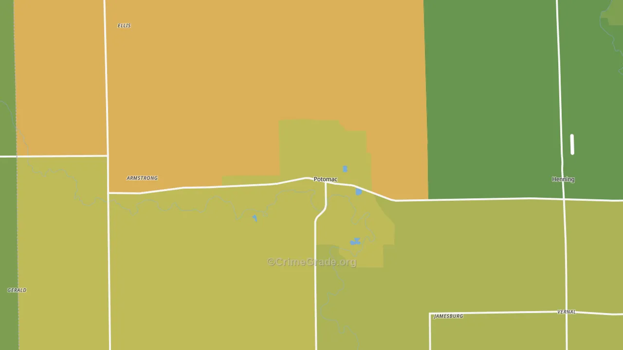 Potomac, IL Map of Robbery Rates