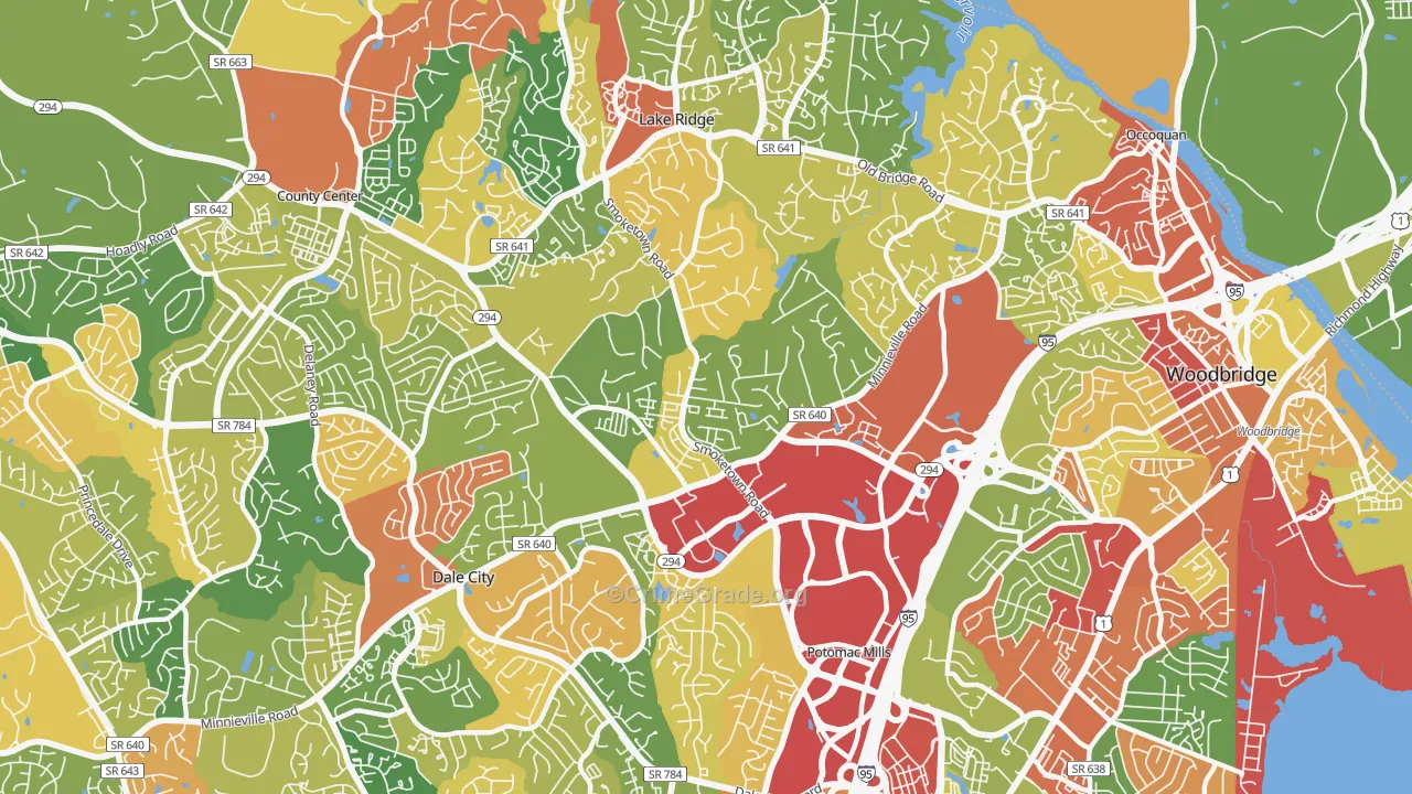 Potomac Mills, VA Map of Robbery Rates