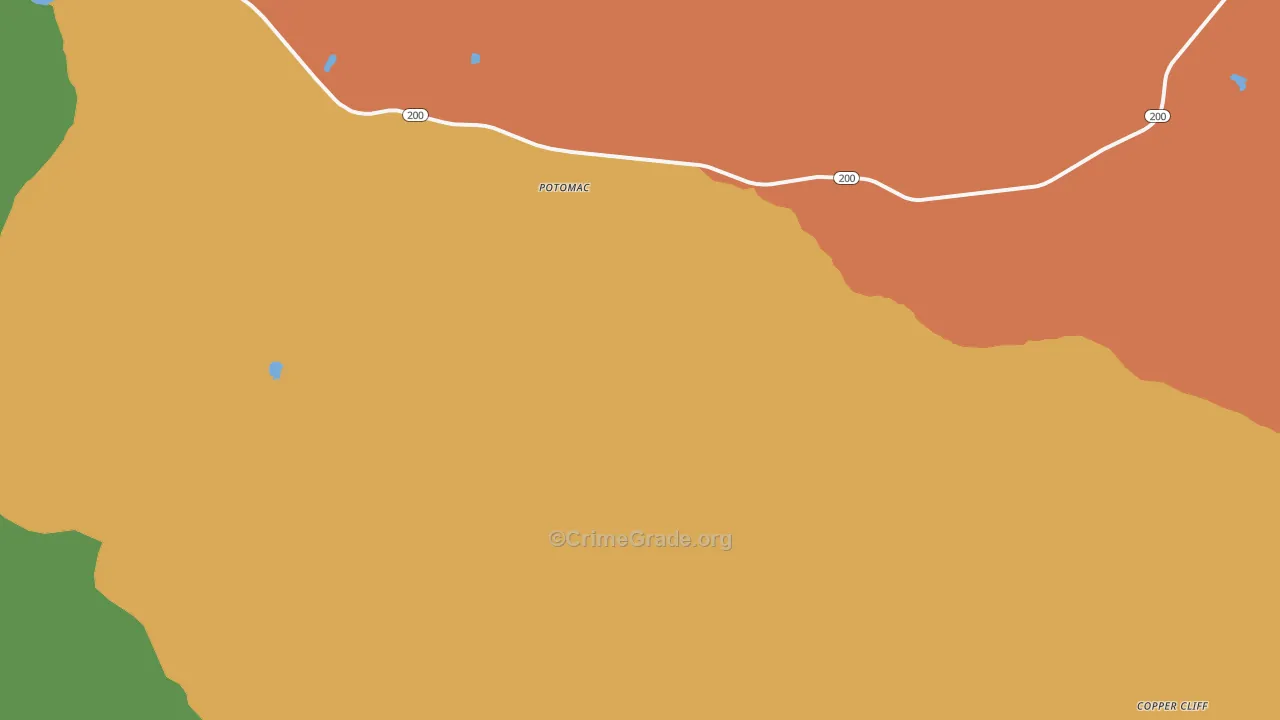 Potomac, MT Map of Robbery Rates