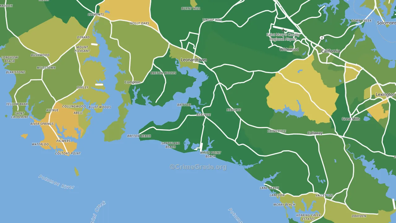 Potomac Shores, MD Map of Robbery Rates