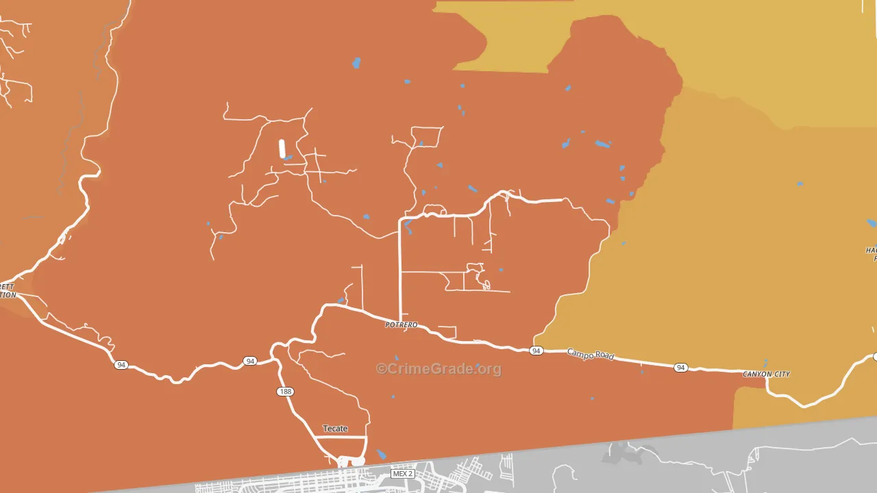 Potrero, CA Map of Robbery Rates