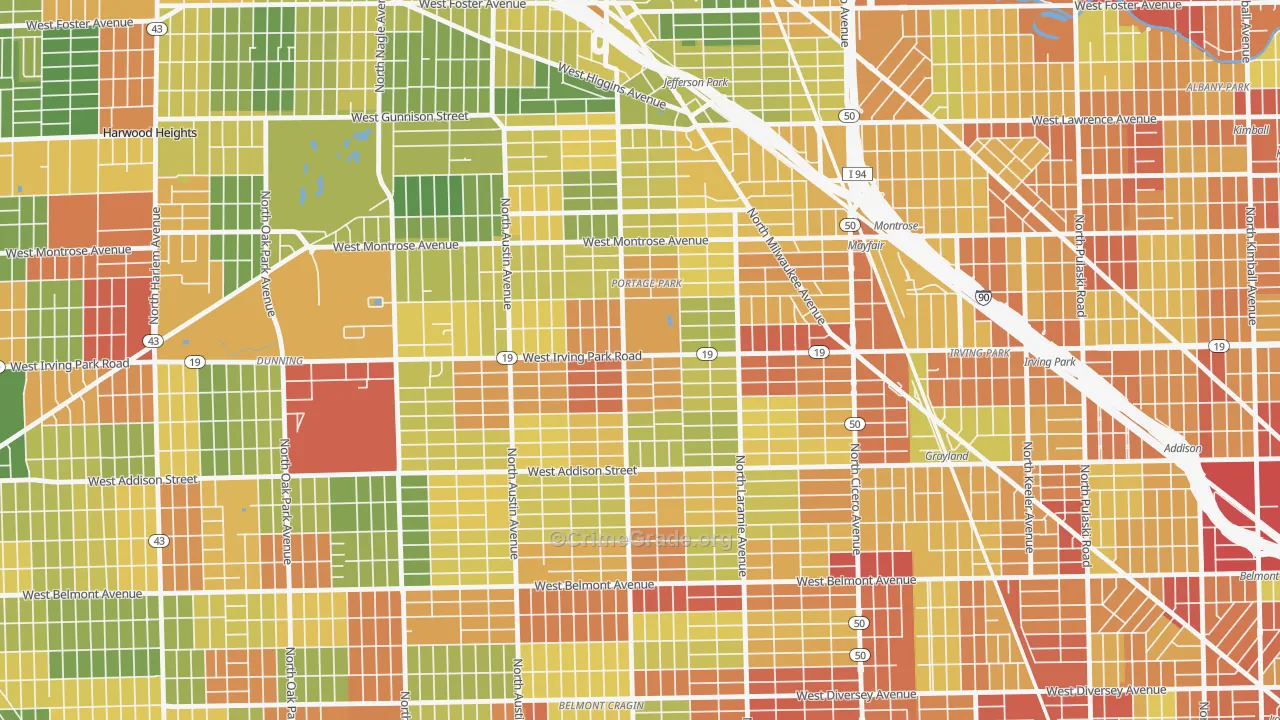 Pottage Park, Chicago, IL Map of Robbery Rates