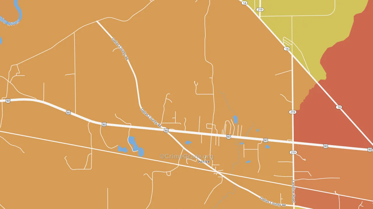 Potter, AL Map of Robbery Rates