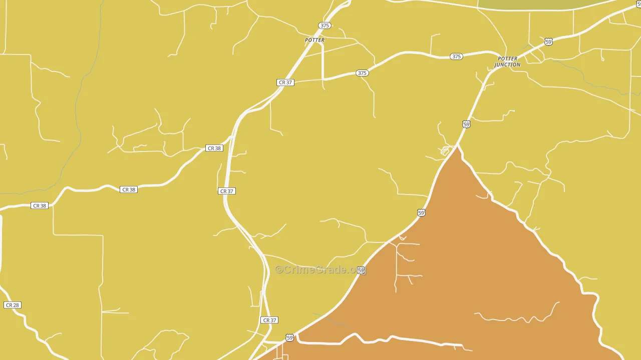 Potter, AR Map of Robbery Rates